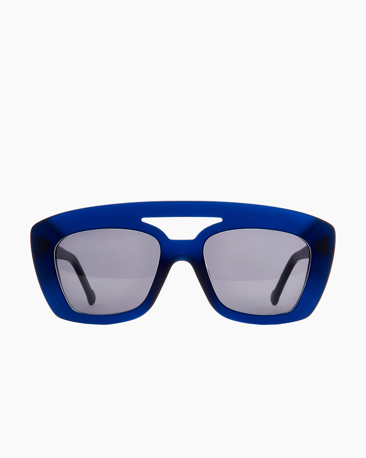 blue plastic aviator eyeglasses by Marie-Sophie Dion model Nelsonp, front view, lunettes de vue aviateur couleur Bleu