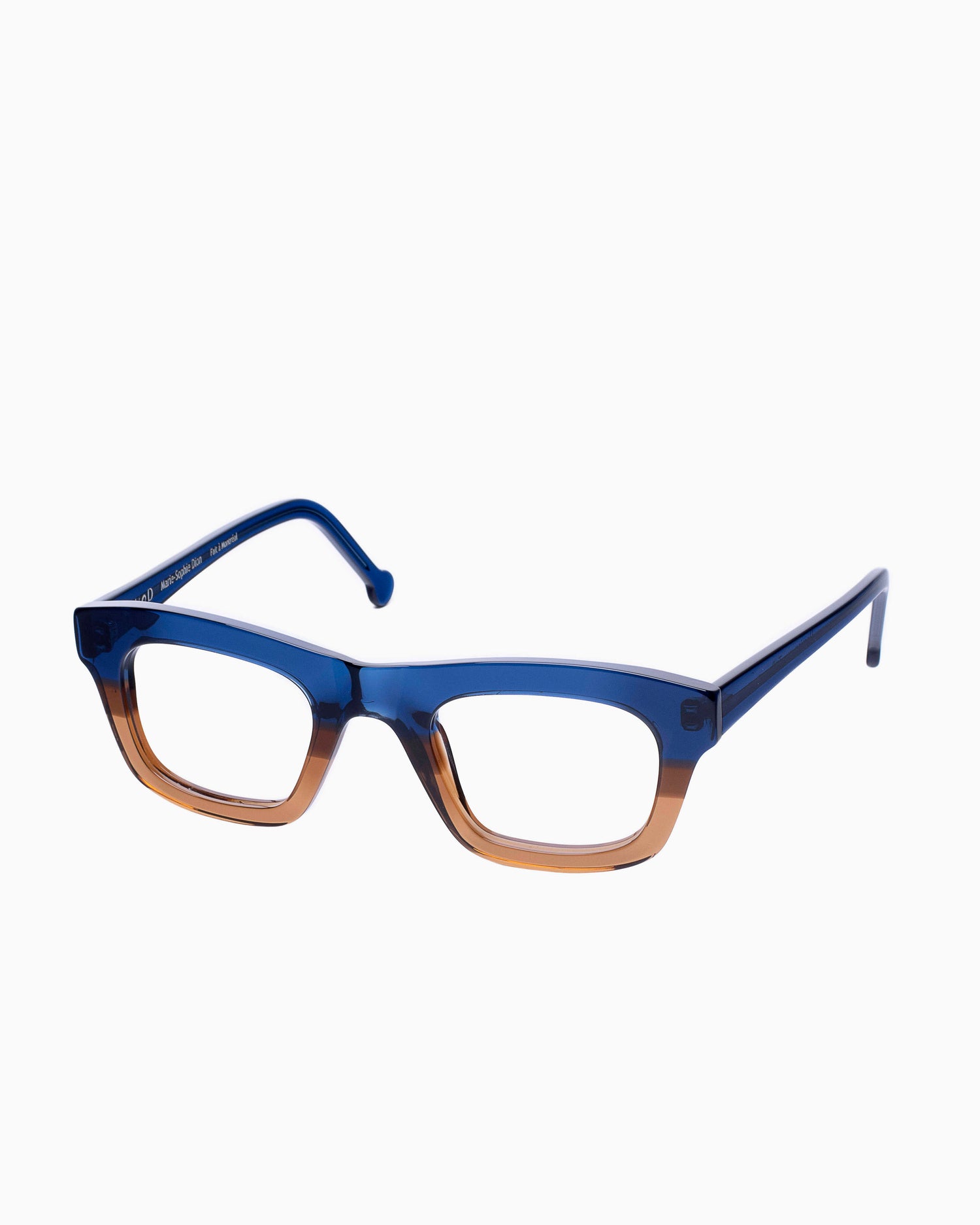 blue plastic rectangle eyeglasses by Marie-Sophie Dion model Hemingway, front view, lunettes de vue rectangle couleur Bleu