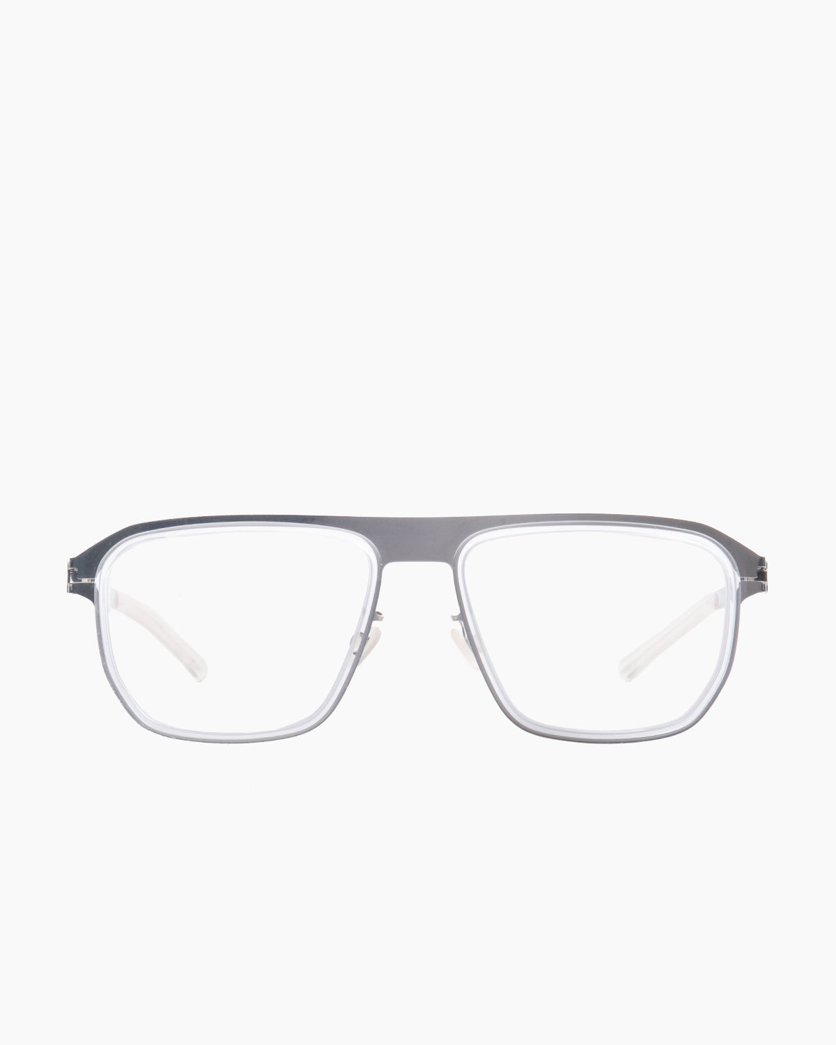 crystal metal rectangle eyeglasses by Mykita model WALKER, front view, lunettes de vue rectangle couleur cristal