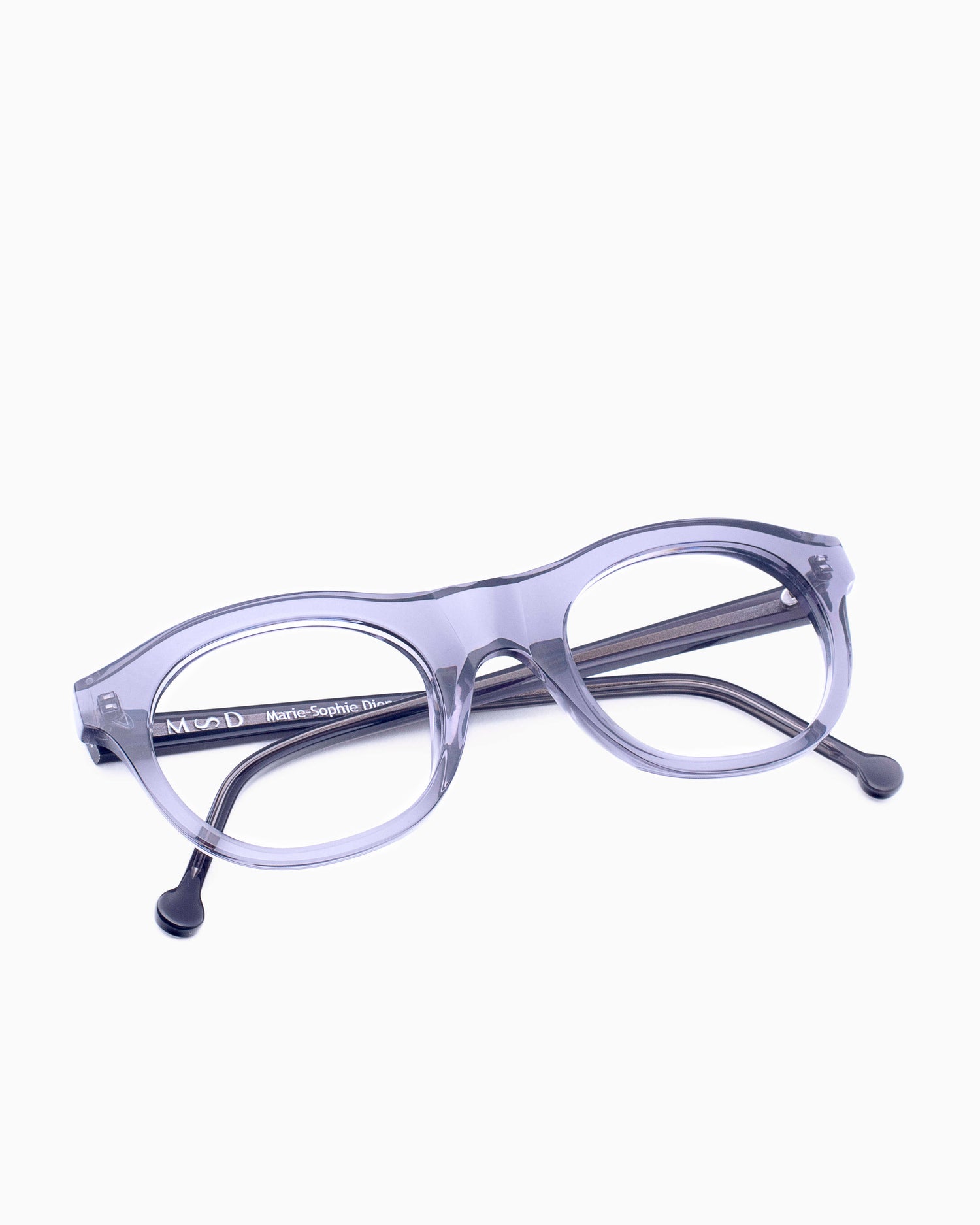 grey plastic oval eyeglasses by Marie-Sophie Dion model LEcuyer, front view, lunettes de vue ovale couleur Gris