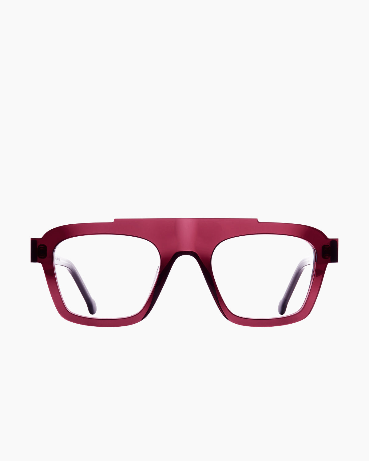 purple plastic rectangle eyeglasses by Marie-Sophie Dion model Nedelcup, front view, lunettes de vue rectangle couleur violet