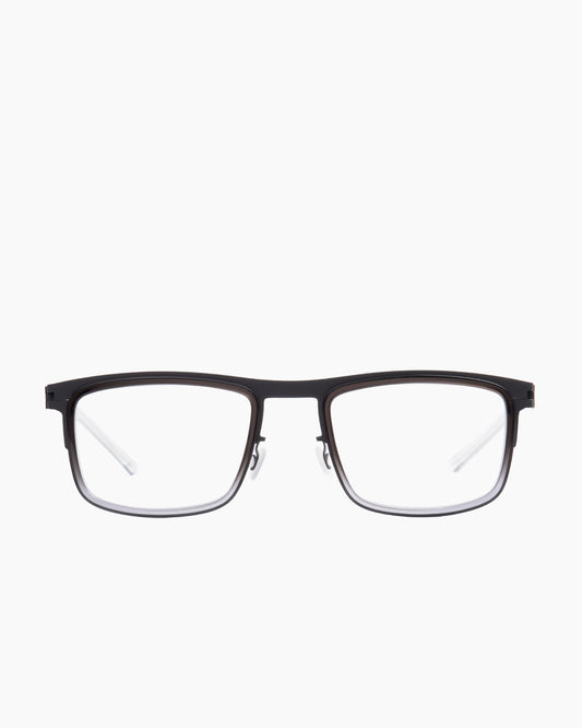 grey metal rectangle eyeglasses by Mykita model REEVES, front view, lunettes de vue rectangle couleur gris