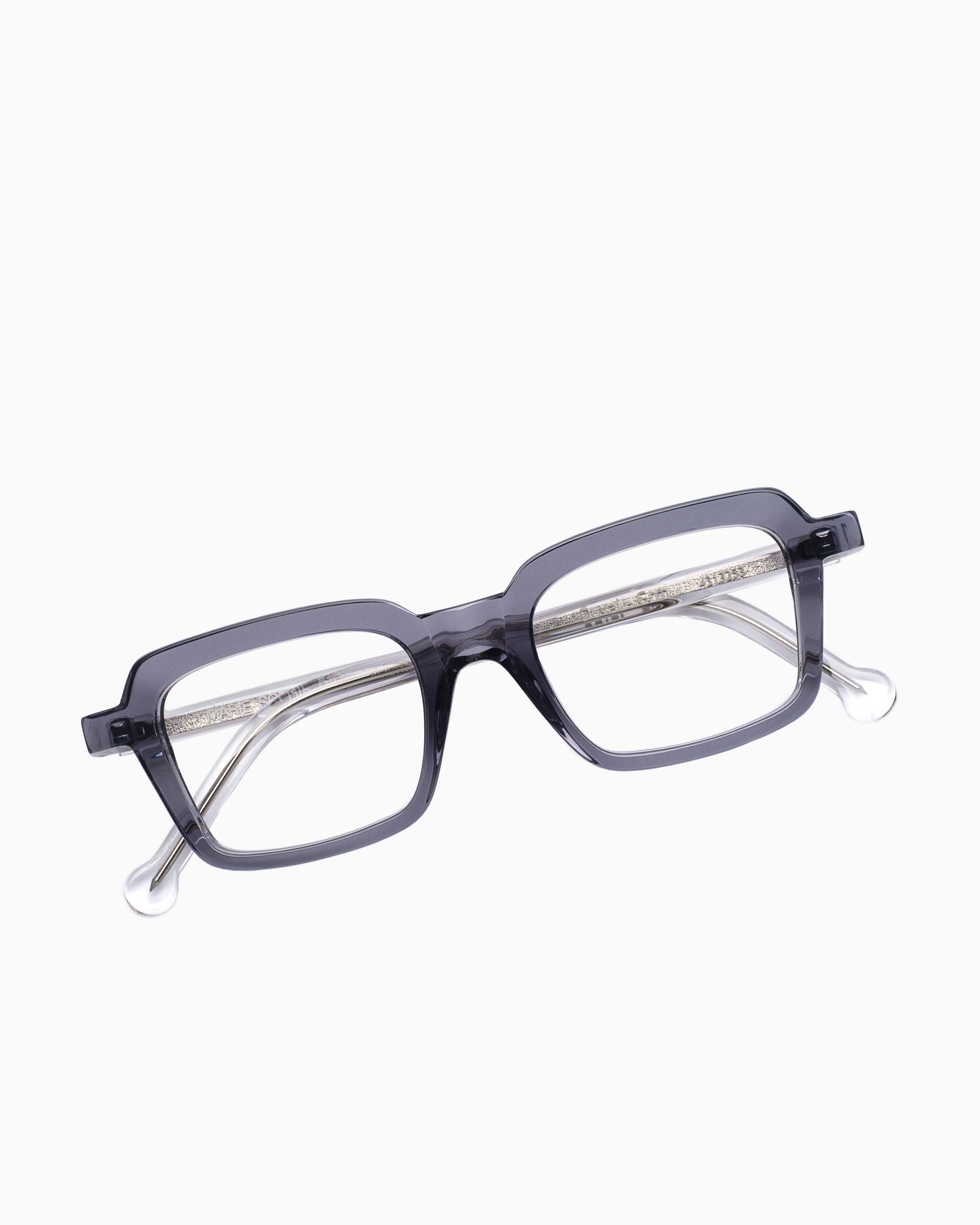 grey plastic rectangle eyeglasses by Marie-Sophie Dion model Duval, front view, lunettes de vue rectangle couleur Gris