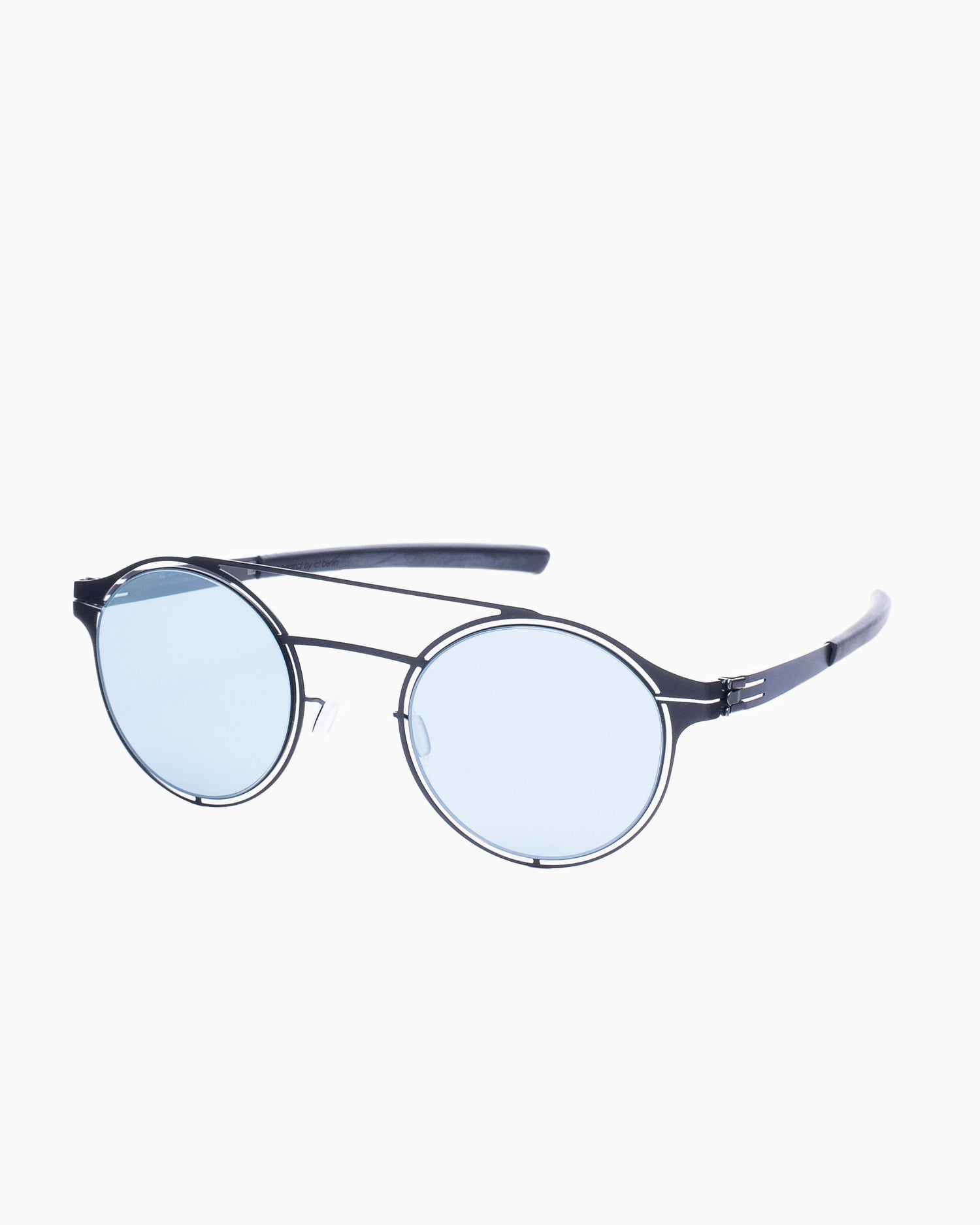 black metal round  sunglassesby Ic Berlin model circularity, front view, lunettes de vue Noir rond