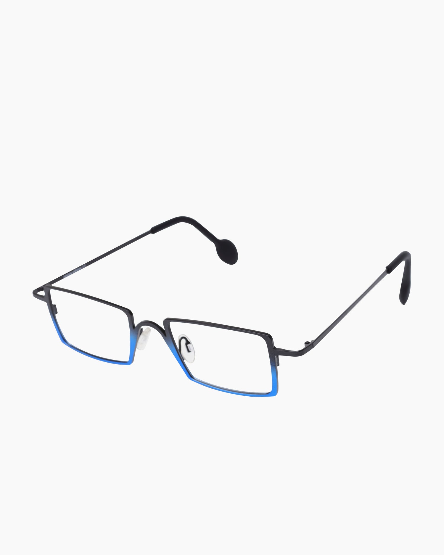 black metal rectangle eyeglasses by Theo model Bodoni, front view, lunettes de vue Noir rectangle