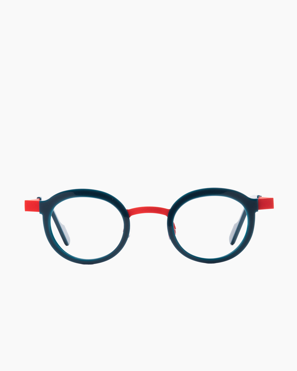 orange metal round eyeglasses by Anne et Valentin model FANZINE, front view, lunettes de vue orange rond