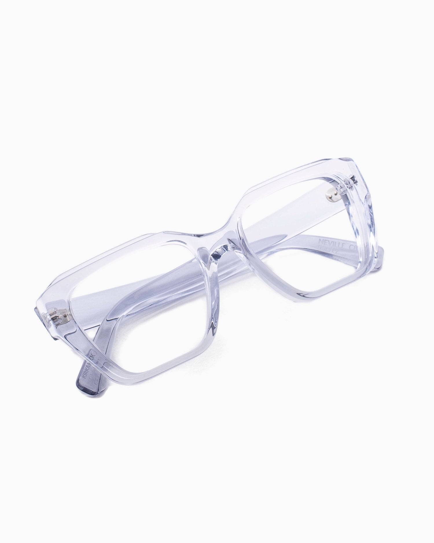 silver plastic rectangle eyeglasses by Kirk&Kirk model Neville, front view, lunettes de vue rectangle couleur argent