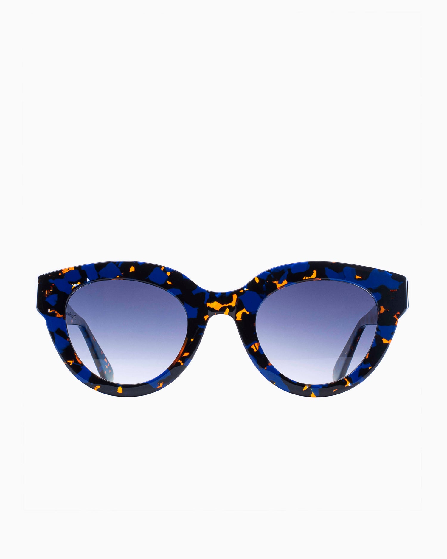 blue plastic butterfly  sunglassesby Emmanuelle Khanh model 6565, front view, lunettes de vue Bleu papillon