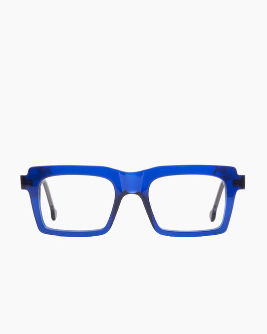 blue plastic rectangle eyeglasses by Marie-Sophie Dion model Jofa, front view, lunettes de vue rectangle couleur Bleu