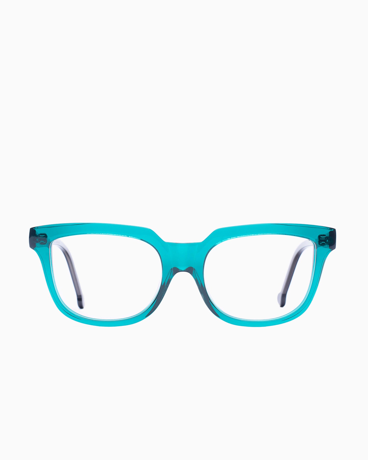 green plastic butterfly eyeglasses by Marie-Sophie Dion model Lachapelle, front view, lunettes de vue papillon couleur Vert