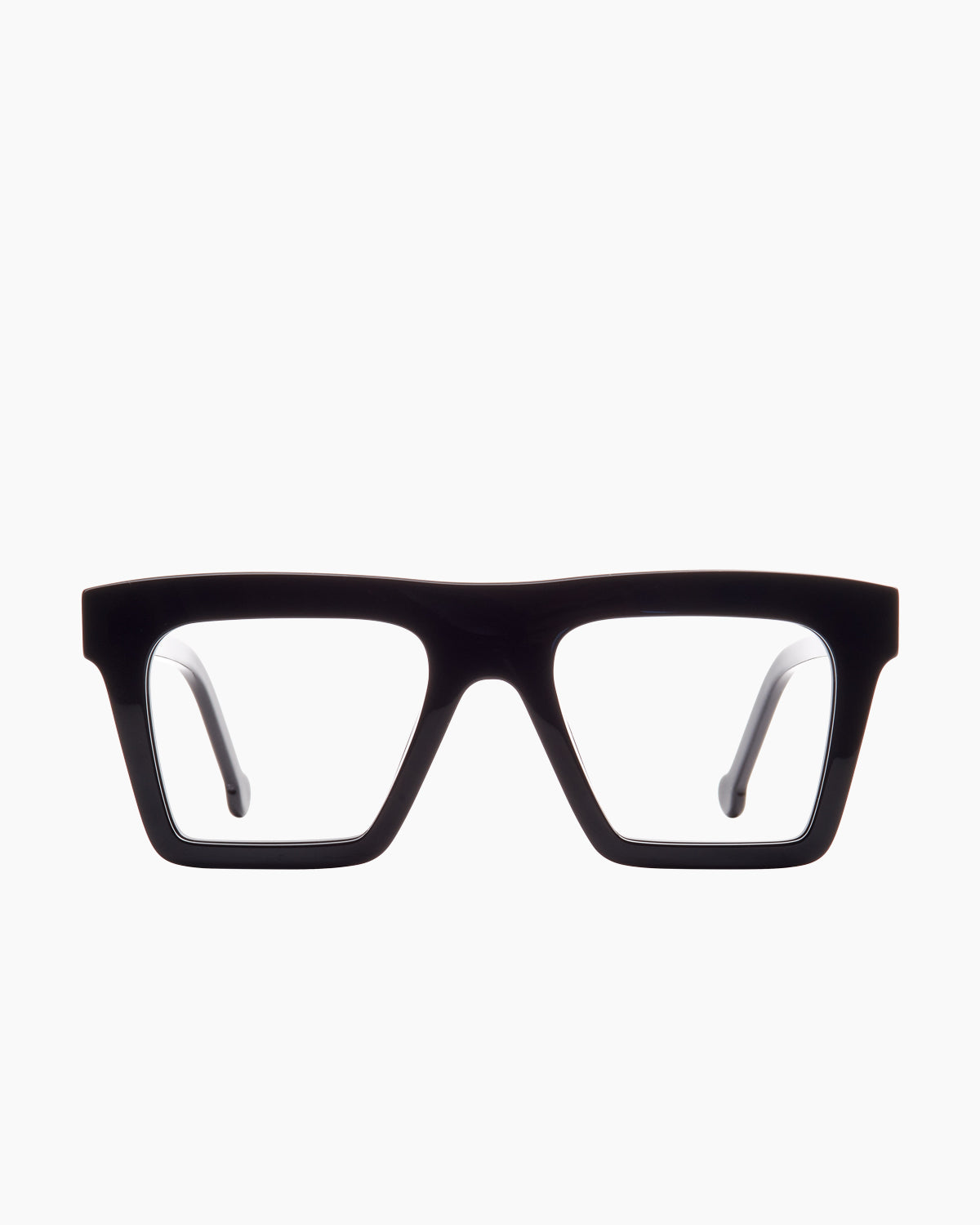 black plastic rectangle eyeglasses by Marie-Sophie Dion model Bond, front view, lunettes de vue rectangle couleur Noir