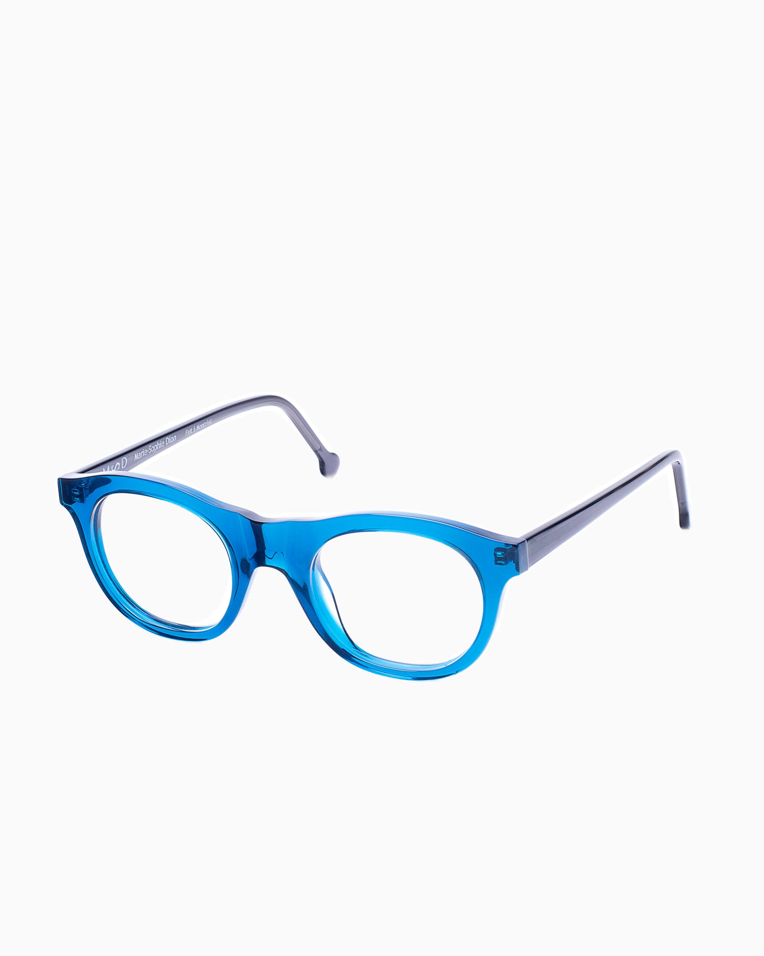 blue plastic oval eyeglasses by Marie-Sophie Dion model LEcuyer, front view, lunettes de vue ovale couleur Bleu