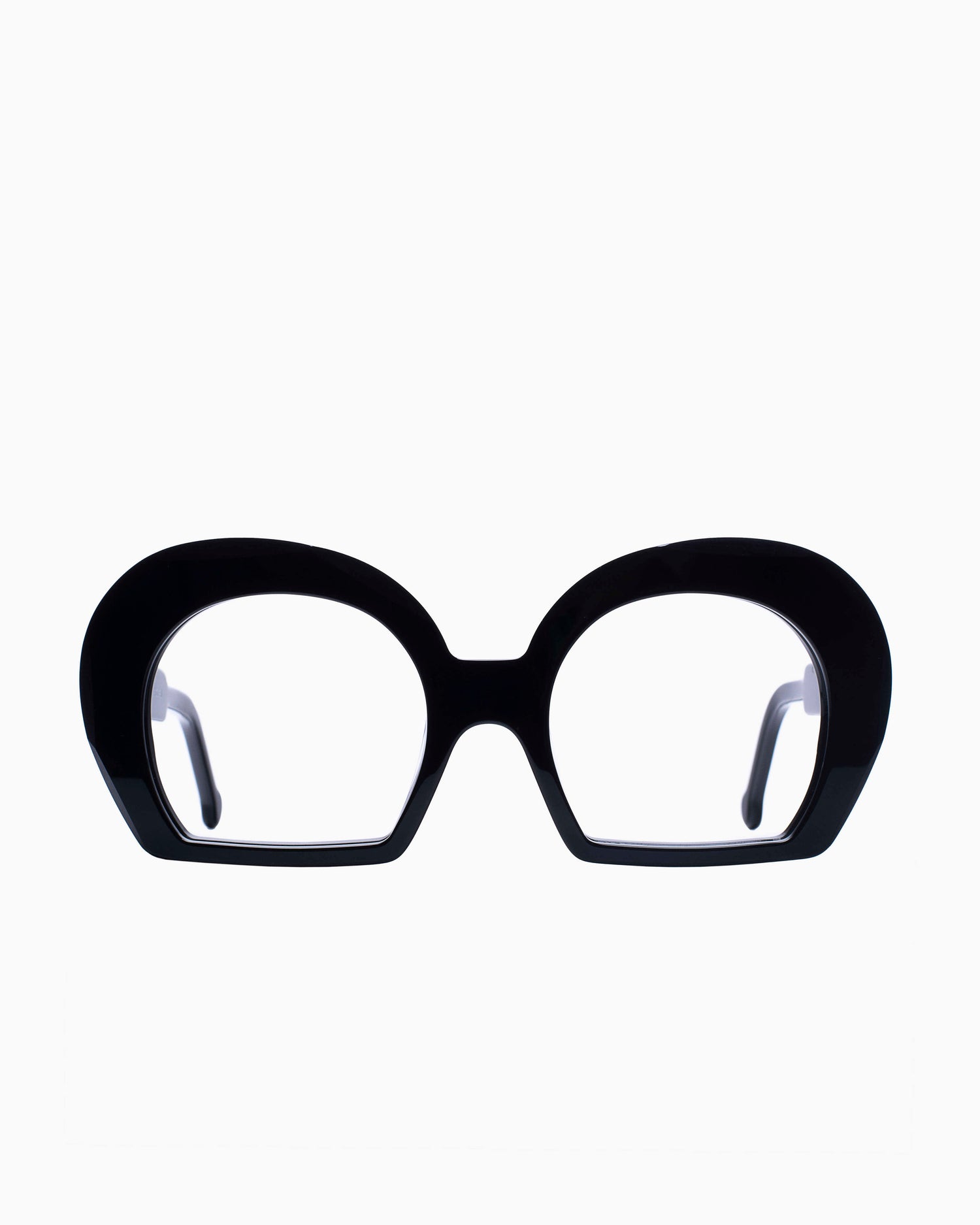 black plastic oval eyeglasses by Marie-Sophie Dion model Distasio, front view, lunettes de vue ovale couleur Noir
