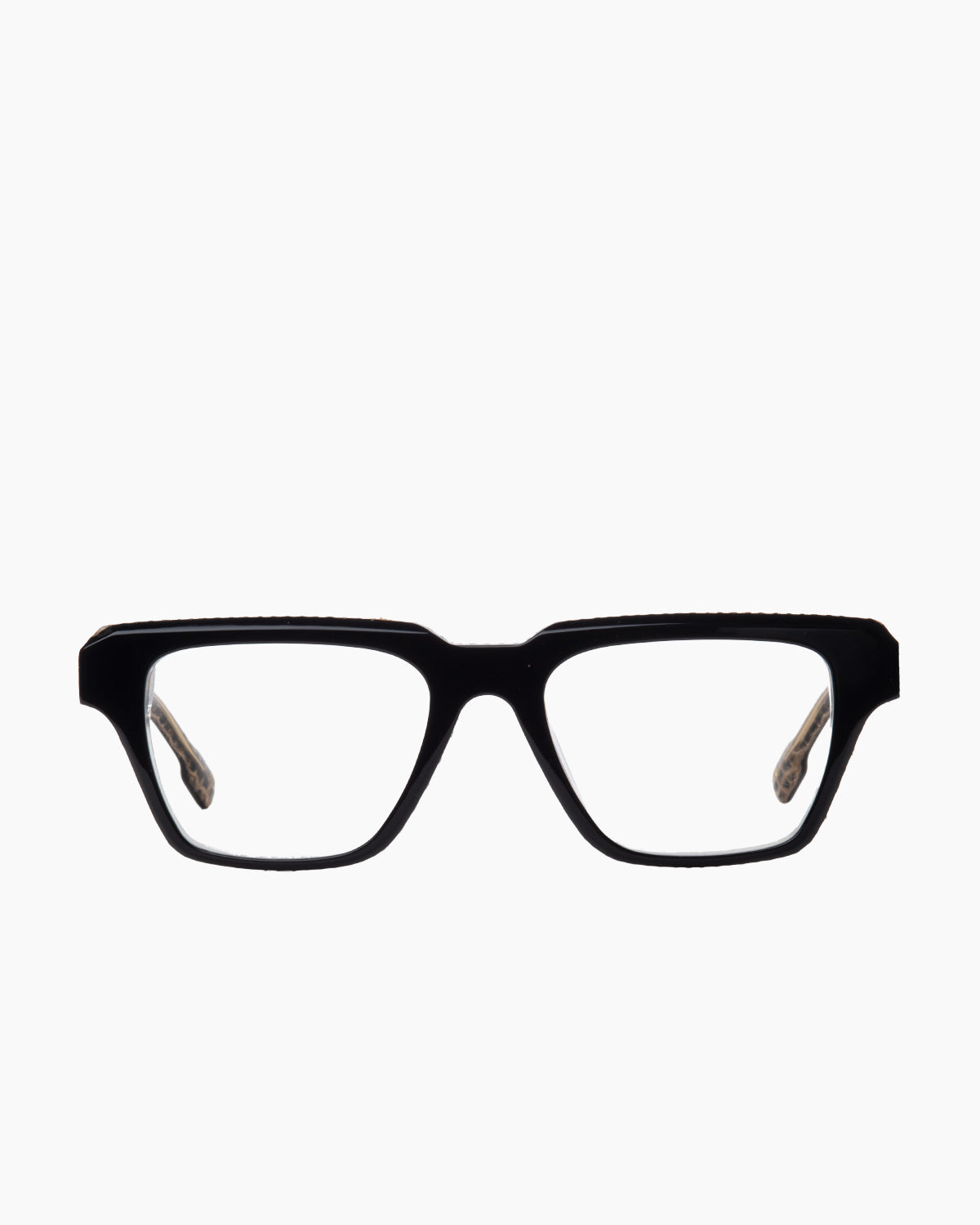 black plastic rectangle eyeglasses by Spectacleeyeworks model Brad, front view, lunettes de vue noir rectangle