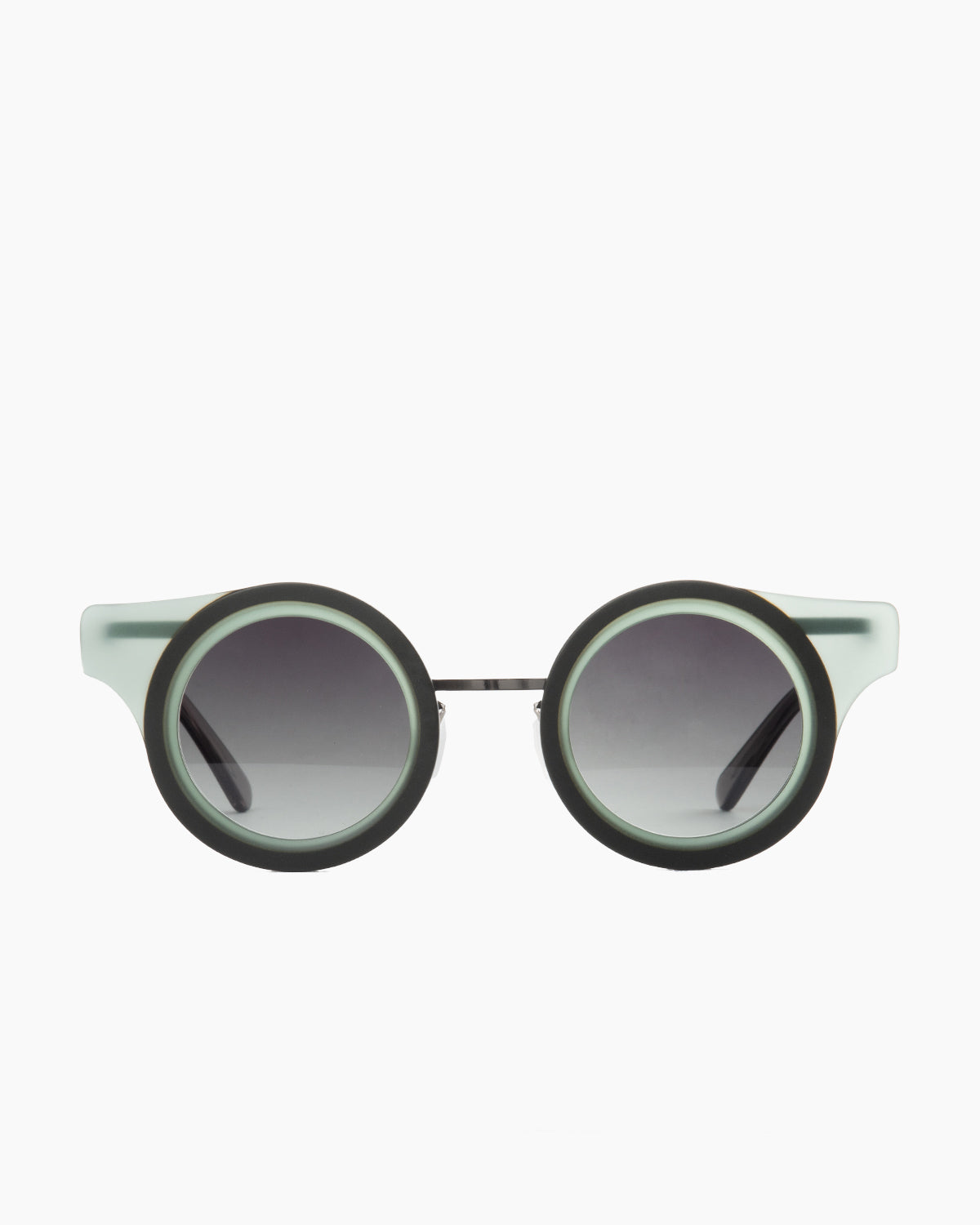 green metal round  sunglassesby Gamine model ButtressSödermalm, front view, lunettes de vue vert rond