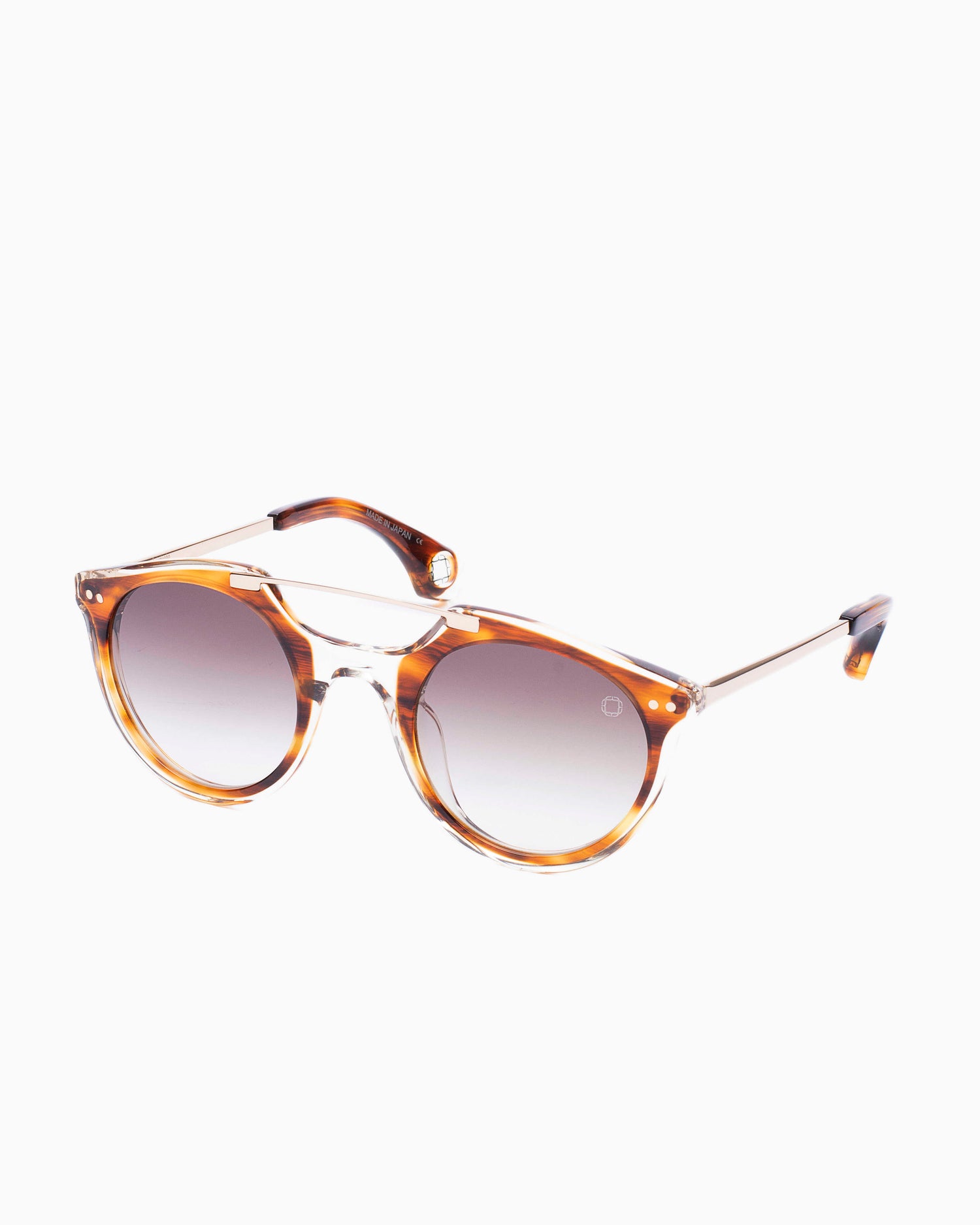 tortoise plastic aviator  sunglassesby Blake Kuwahara model Eichler, front view, lunettes de vue Écaille de tortue aviateur