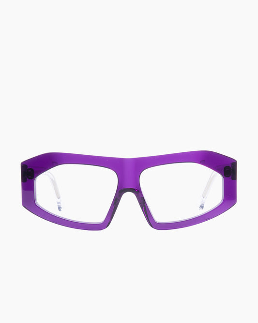 purple plastic rectangle eyeglasses by Marie-Sophie Dion model Marcos, front view, lunettes de vue rectangle couleur violet