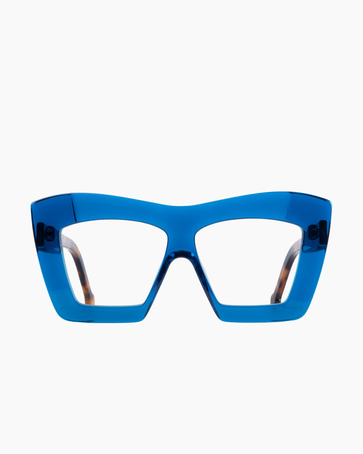 blue plastic rectangle eyeglasses by Marie-Sophie Dion model Archer, front view, lunettes de vue Bleu rectangle