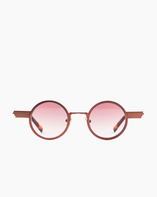 brown metal round sunglassesby Gamine model Hollywood, front view, lunettes de vue rond couleur brun