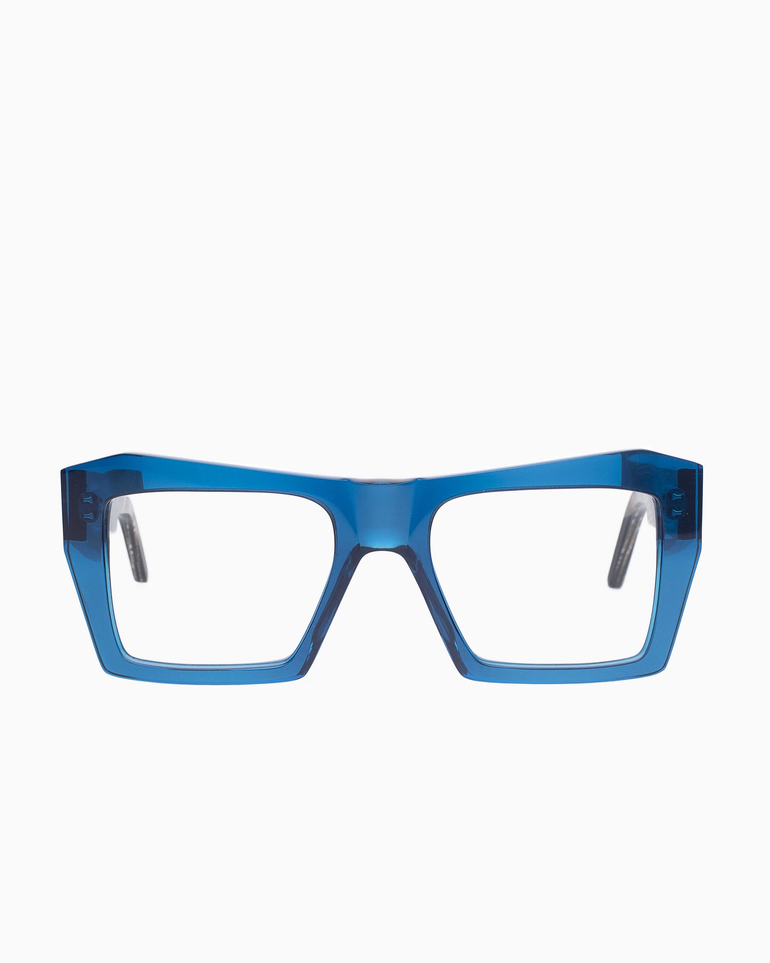 blue plastic rectangle eyeglasses by Marie-Sophie Dion model Pinault.R, front view, lunettes de vue Bleu rectangle