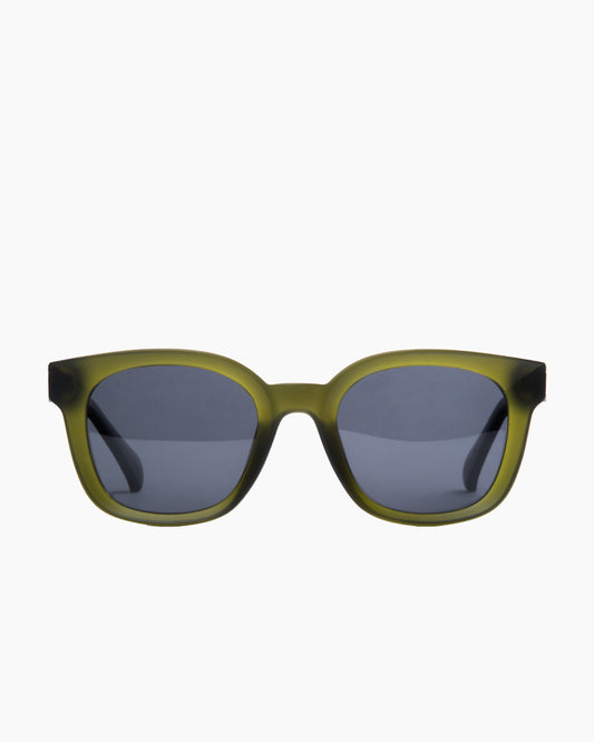 green plastic rectangle  sunglassesby Evolve model ELS5, front view, lunettes de vue rectangle couleur vert