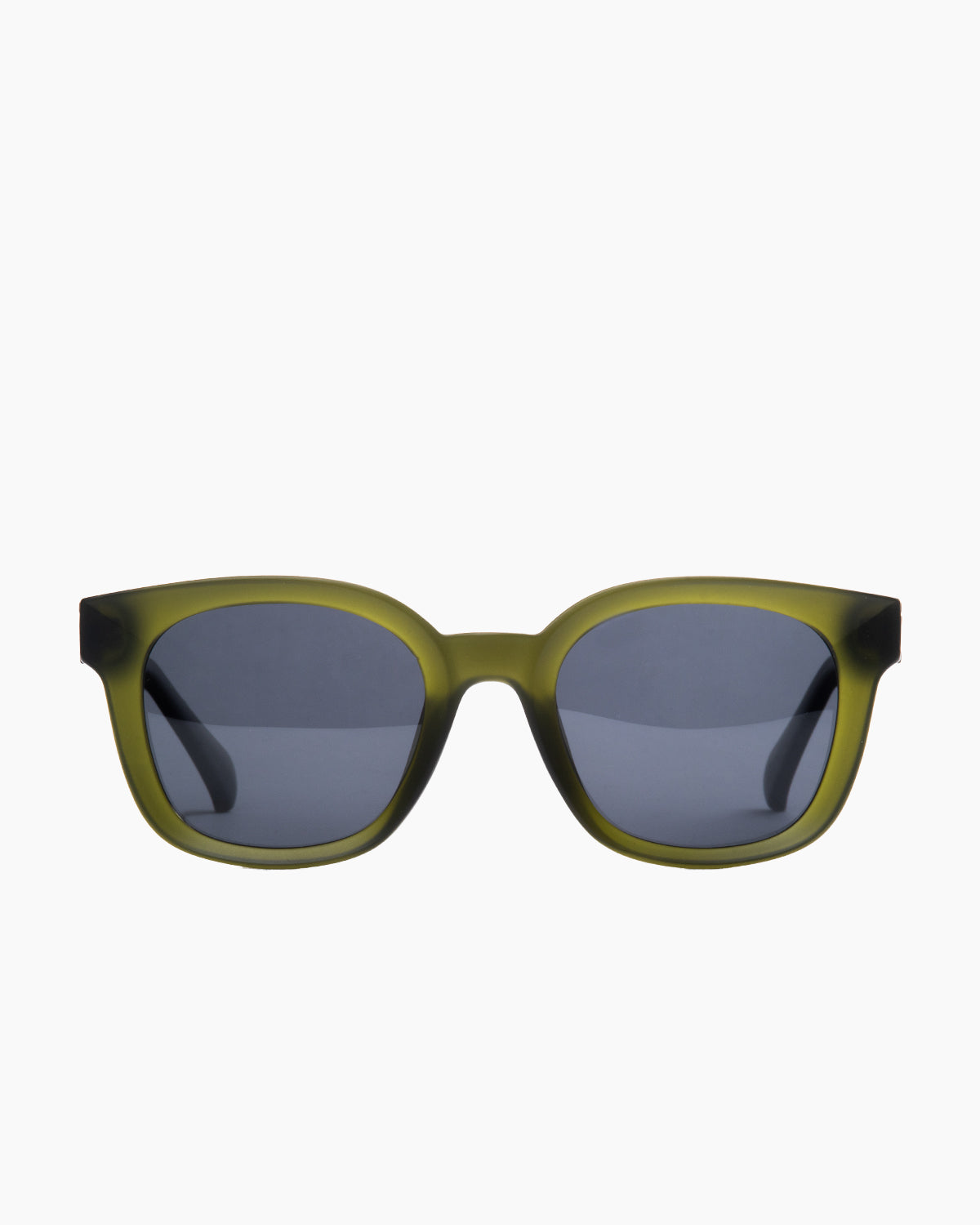 green plastic rectangle  sunglassesby Evolve model ELS5, front view, lunettes de vue rectangle couleur vert