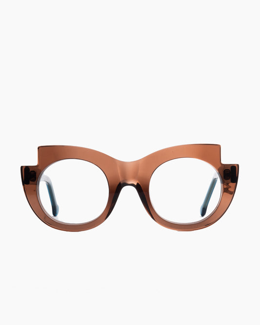 brown plastic oval eyeglasses by Marie-Sophie Dion model Latraverse2, front view, lunettes de vue ovale couleur Brun