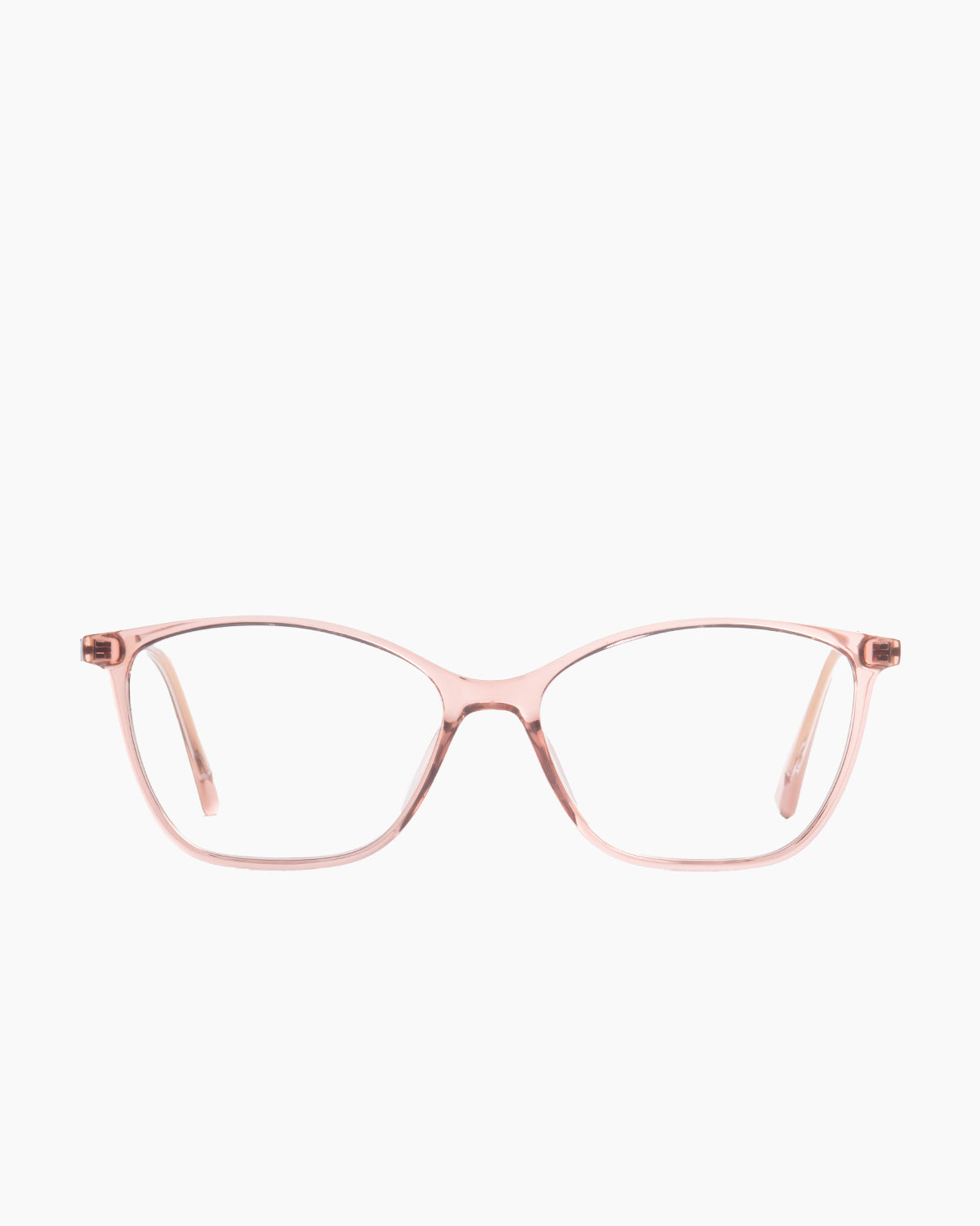 pink plastic butterfly eyeglasses by Evolve model EL1, front view, lunettes de vue Rose papillon