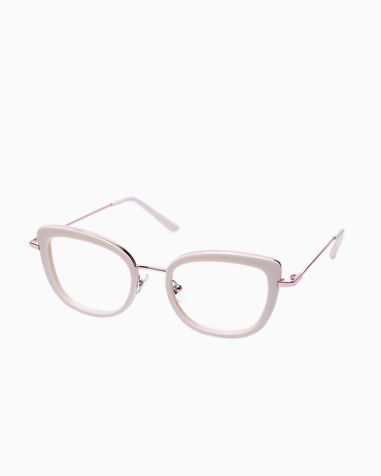 beige metal butterfly eyeglasses by William Morris model LN50151, front view, lunettes de vue Beige papillon