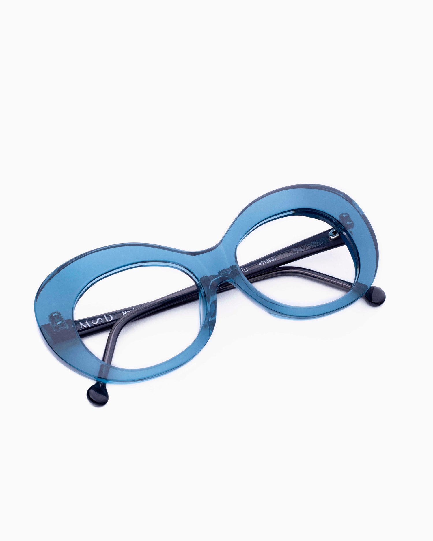 blue plastic oval eyeglasses by Marie-Sophie Dion model Morin, front view, lunettes de vue Bleu 
