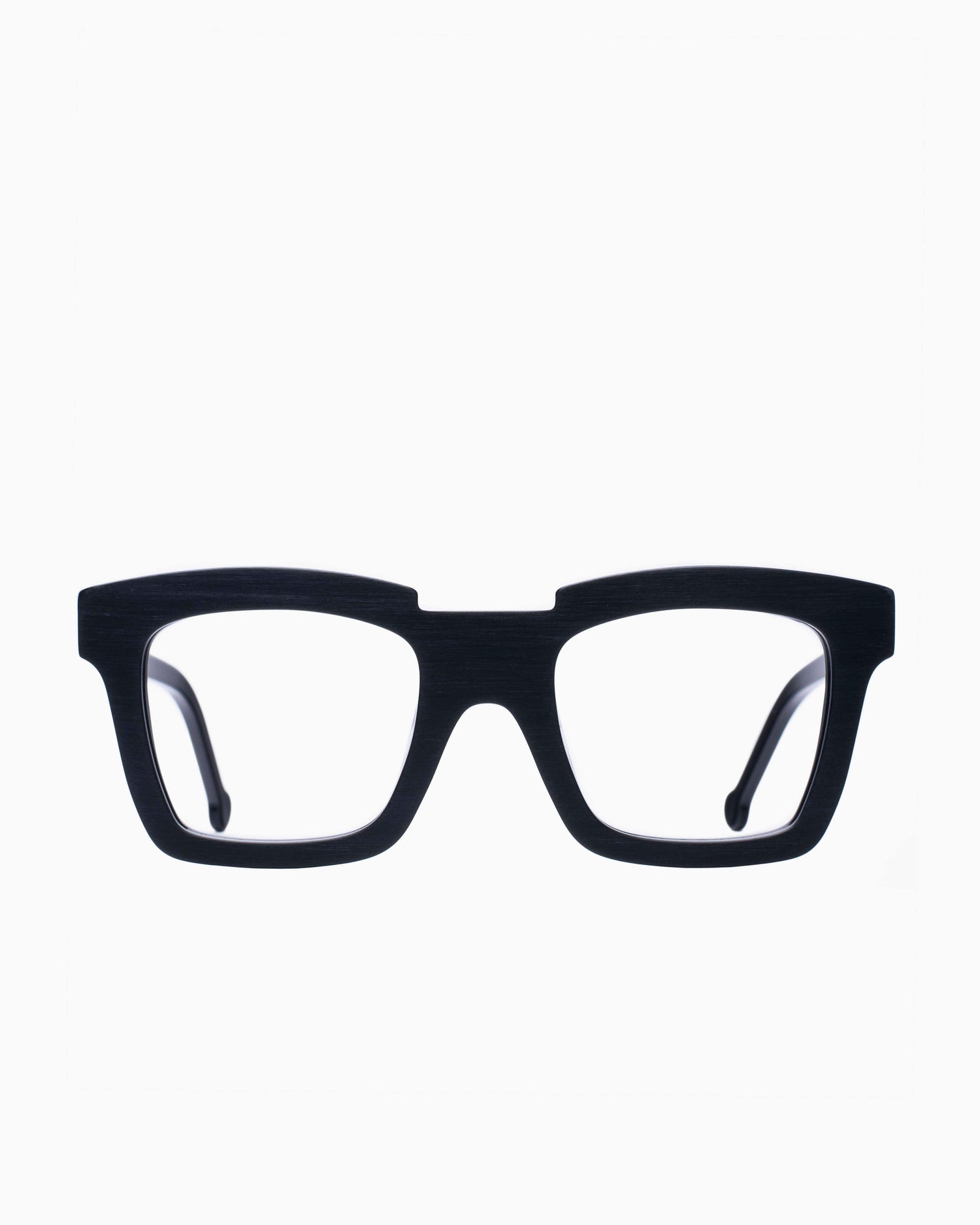 black plastic rectangle eyeglasses by Marie-Sophie Dion model Willard, front view, lunettes de vue rectangle couleur Noir