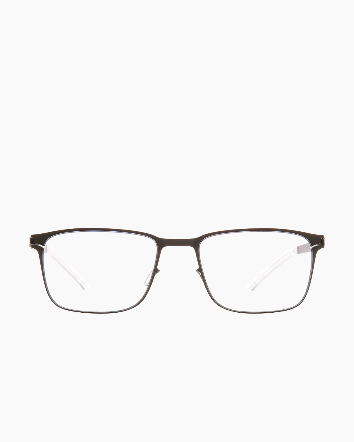 green metal rectangle eyeglasses by Mykita model Henning, front view, lunettes de vue rectangle couleur vert