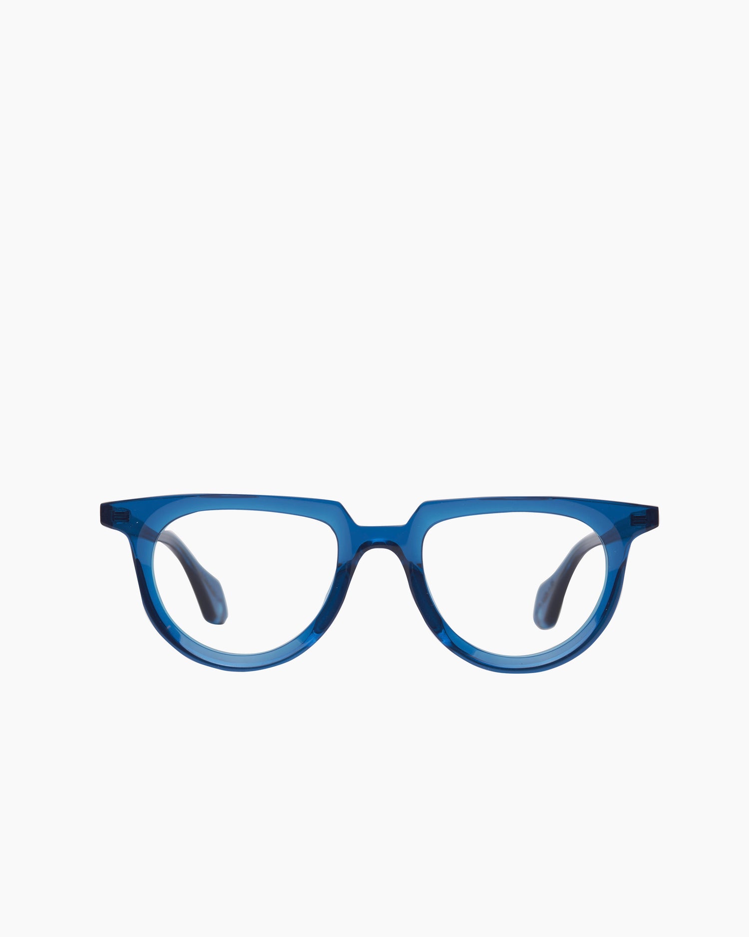 blue plastic rectangle eyeglasses by Theo model Mille+85, front view, lunettes de vue Bleu rectangle