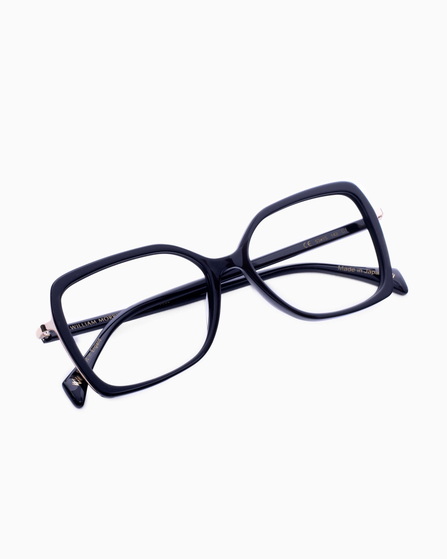 black plastic rectangle eyeglasses by William Morris model Jess, front view, lunettes de vue Noir rectangle