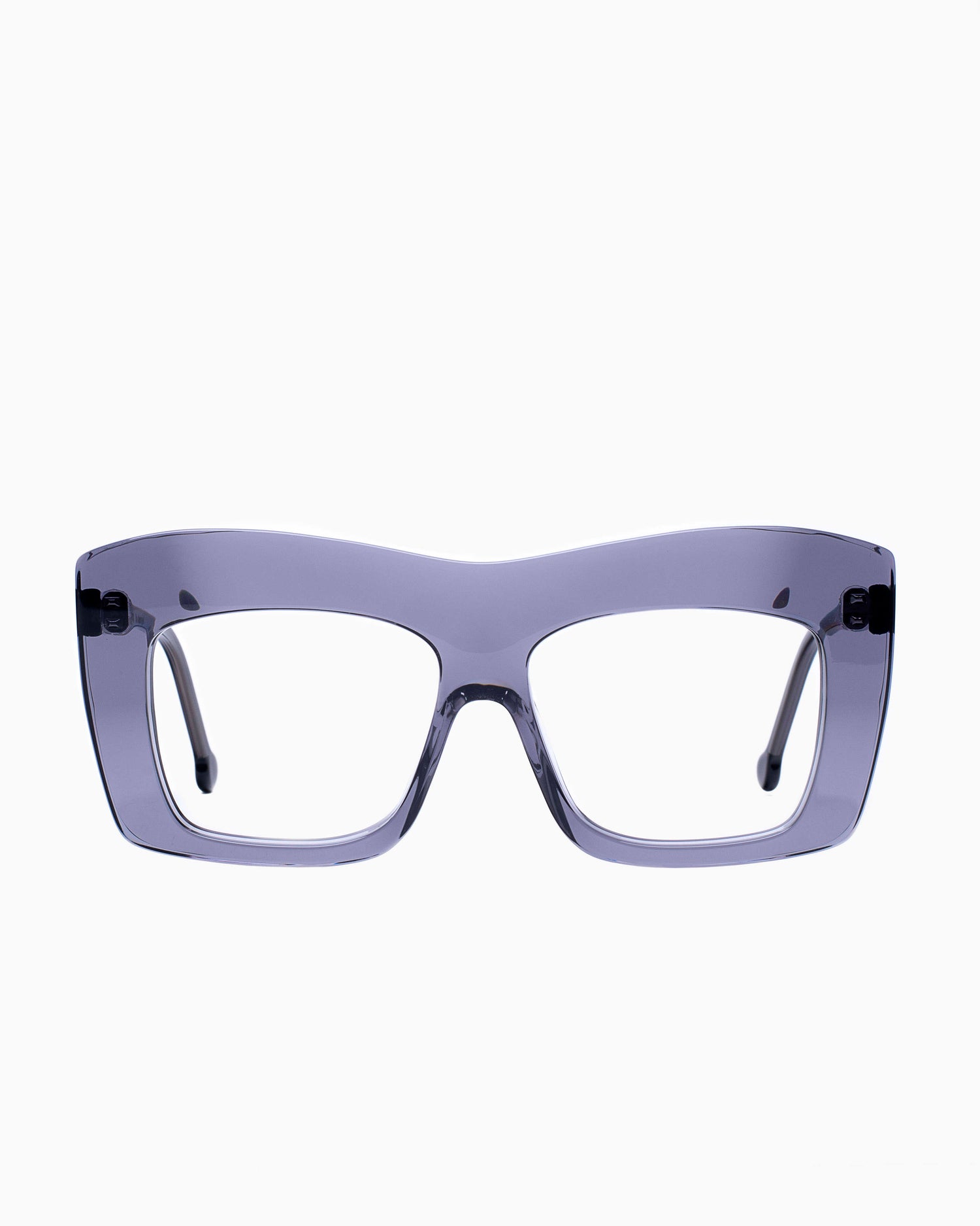 grey plastic rectangle eyeglasses by Marie-Sophie Dion model Arseneau, front view, lunettes de vue rectangle couleur Gris