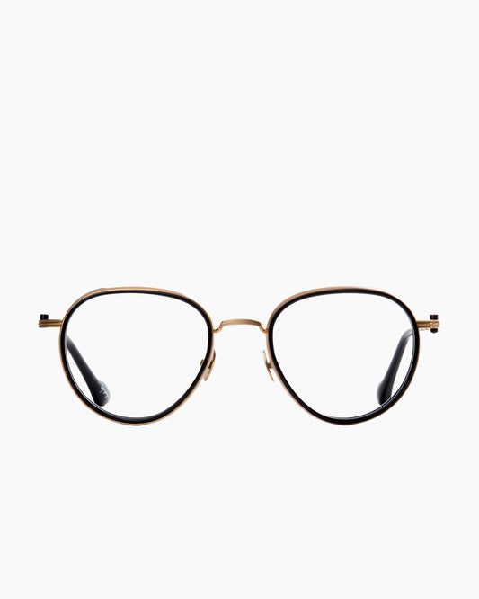 gold metal aviator eyeglasses by Yohji Yamamoto model Look023, front view, lunettes de vue aviateur couleur or