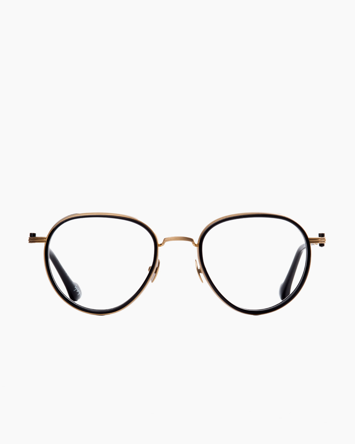 gold metal aviator eyeglasses by Yohji Yamamoto model Look023, front view, lunettes de vue aviateur couleur or