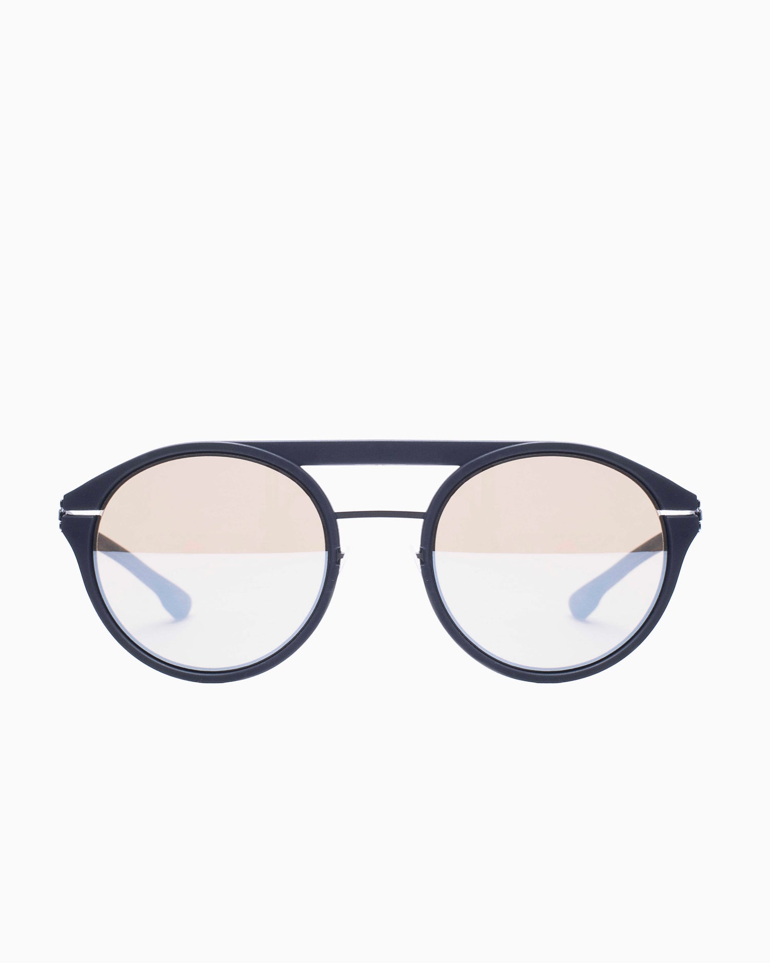 black metal oval  sunglassesby Ic Berlin model Alleyoop, front view, lunettes de vue Noir 