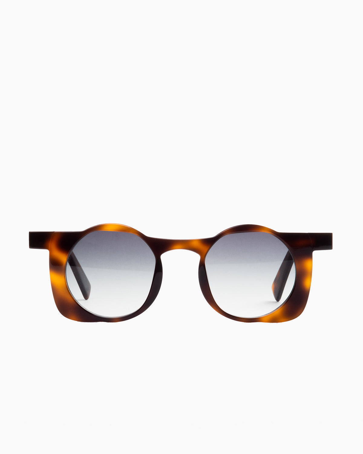tortoise plastic round  sunglassesby Gamine model NakazakichoSUN, front view, lunettes de vue rond couleur écaille de tortue