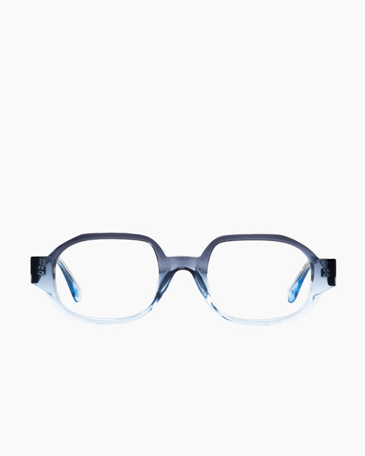 blue plastic oval eyeglasses by Gamine model LittleHavana kids, front view, lunettes de vue ovale couleur bleu