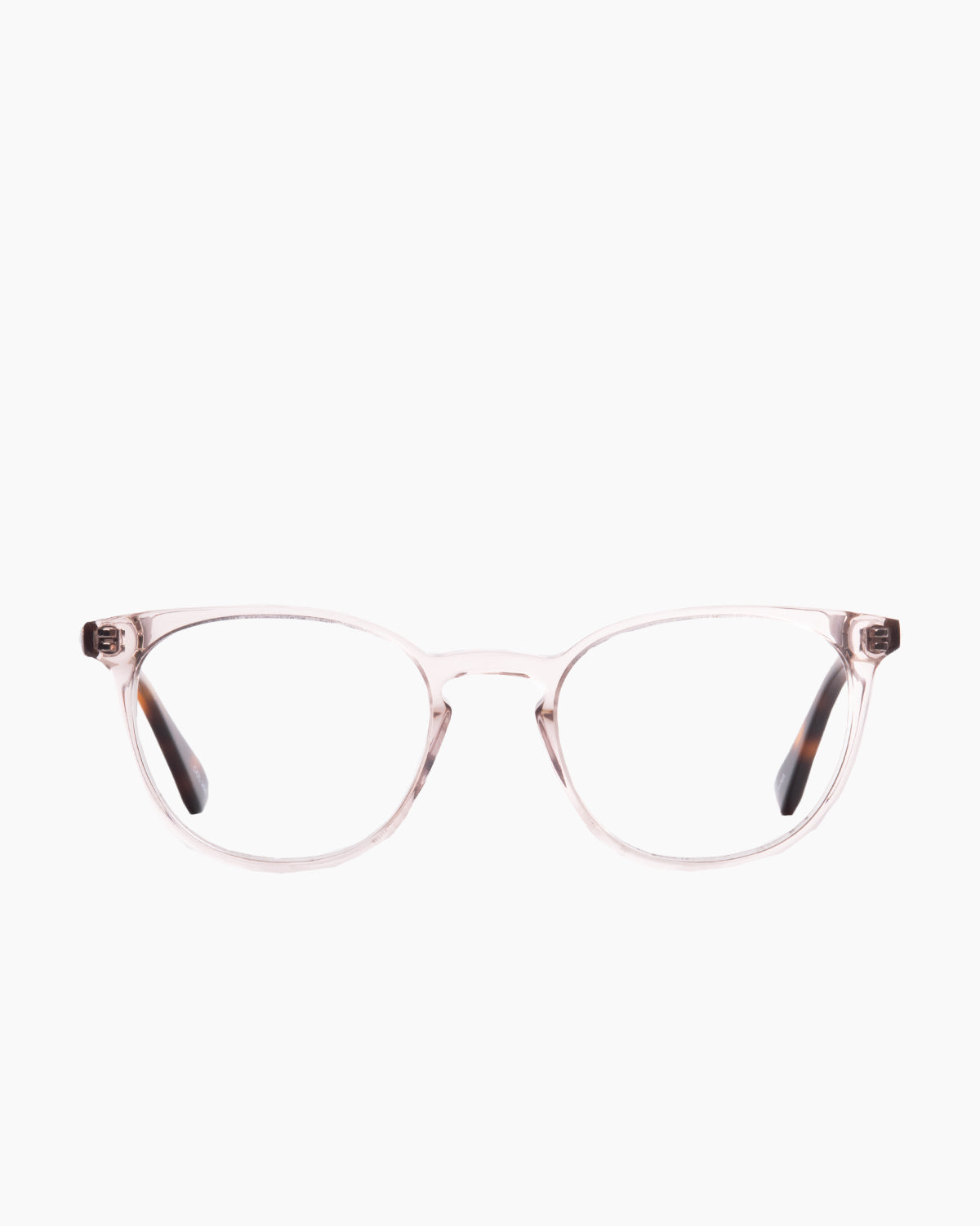 pink plastic round eyeglasses by Evolve model Alexander, front view, lunettes de vue rose rond
