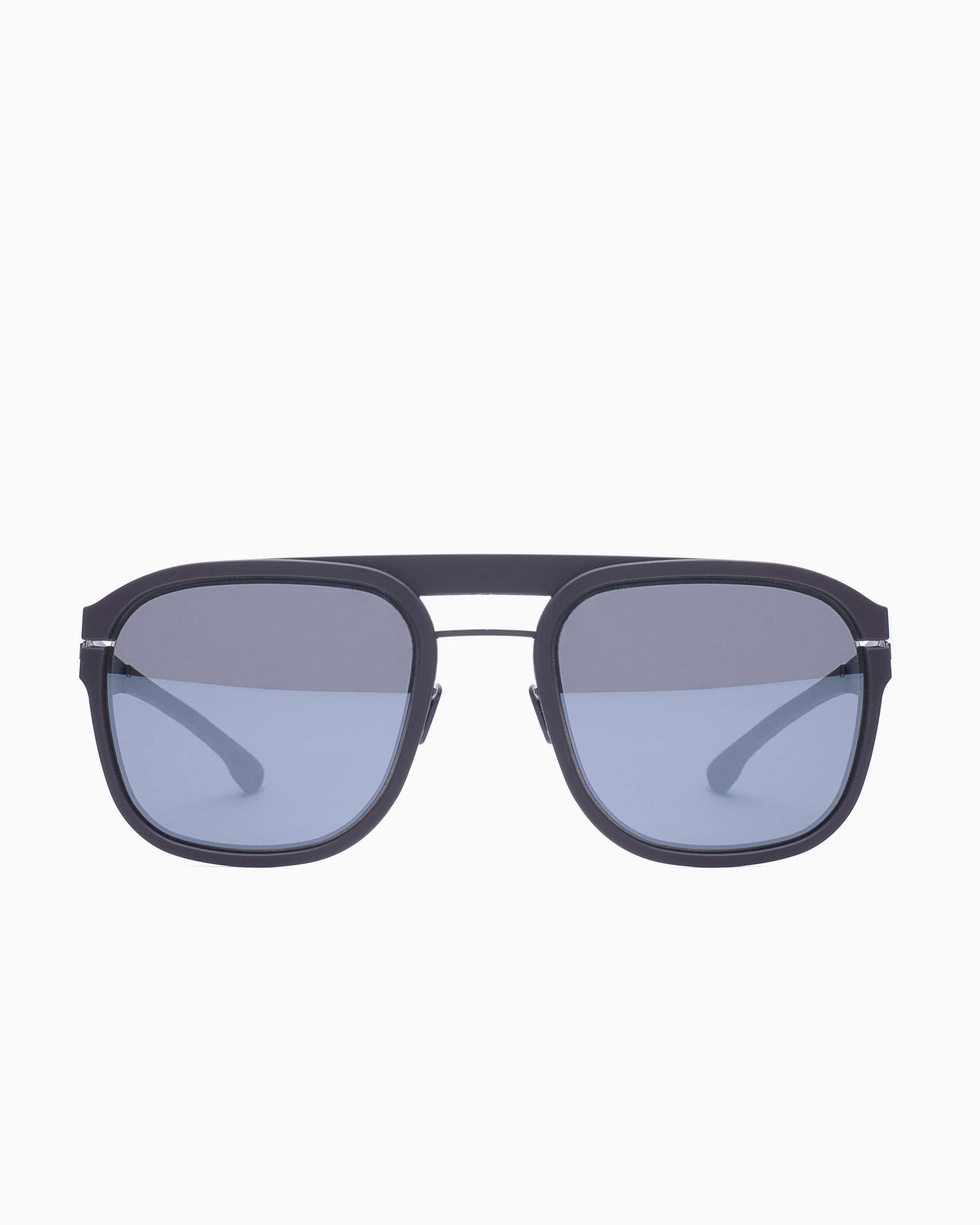 purple metal rectangle  sunglassesby Ic Berlin model Bigspin, front view, lunettes de vue violet rectangle