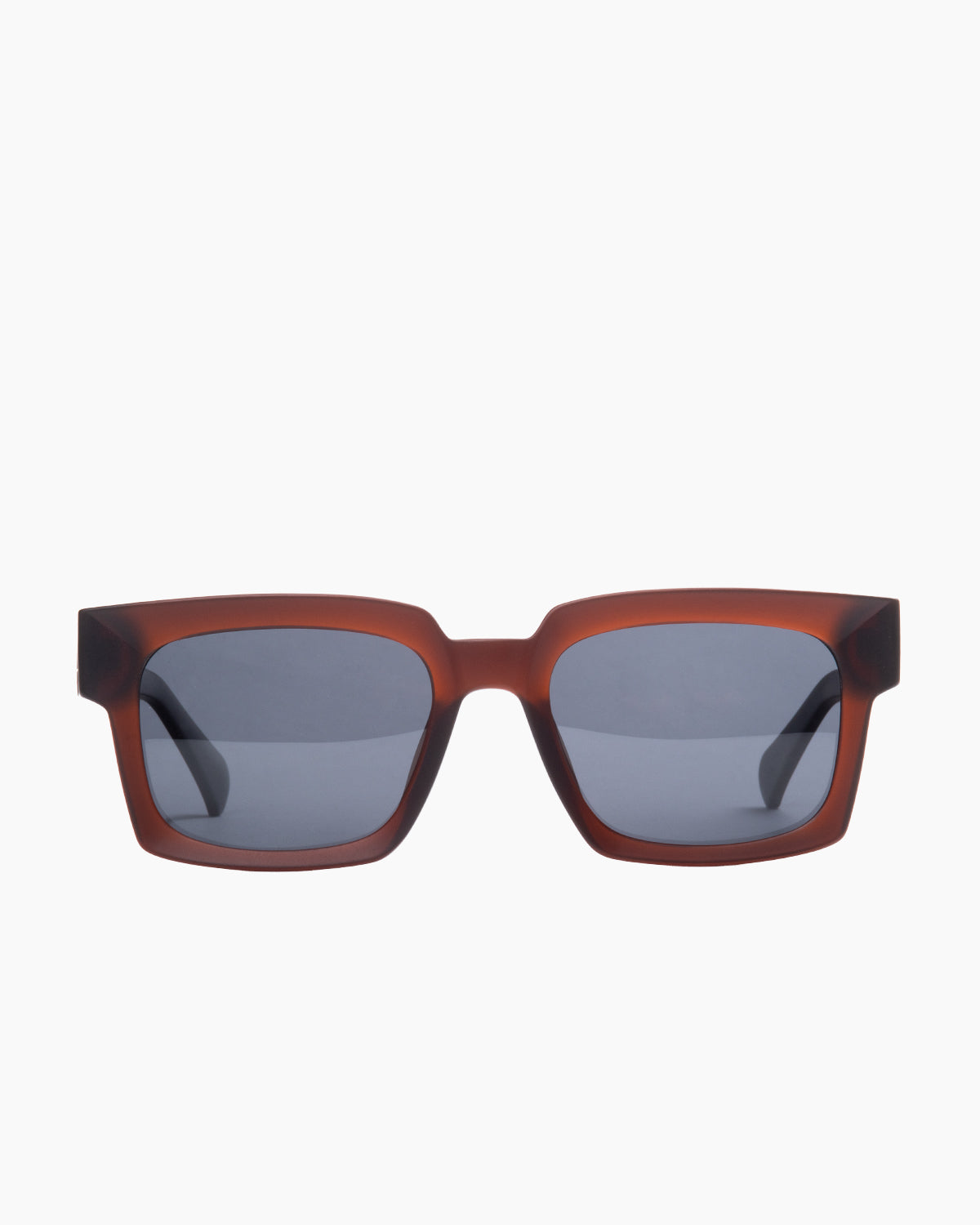 brown plastic rectangle  sunglassesby Evolve model ELS6, front view, lunettes de vue brun rectangle