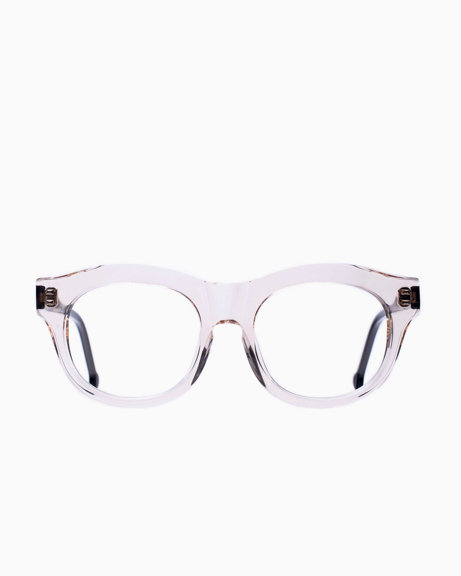 pink, beige plastic oval eyeglasses by Marie-Sophie Dion model Carette, front view, lunettes de vue rose, beige ovale