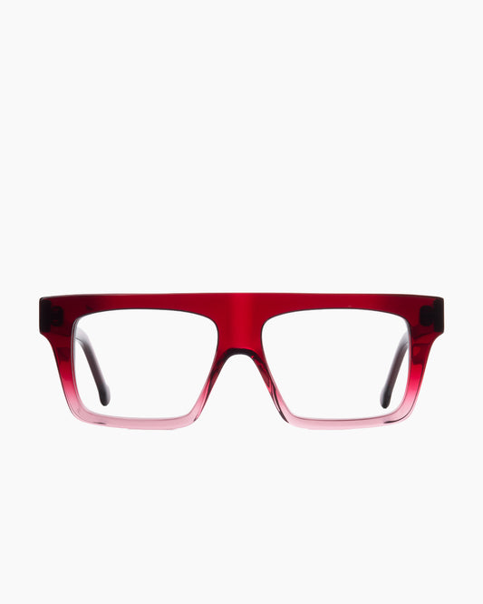 burgundy plastic rectangle eyeglasses by Marie-Sophie Dion model Bimini, front view, lunettes de vue rectangle couleur bourgogne