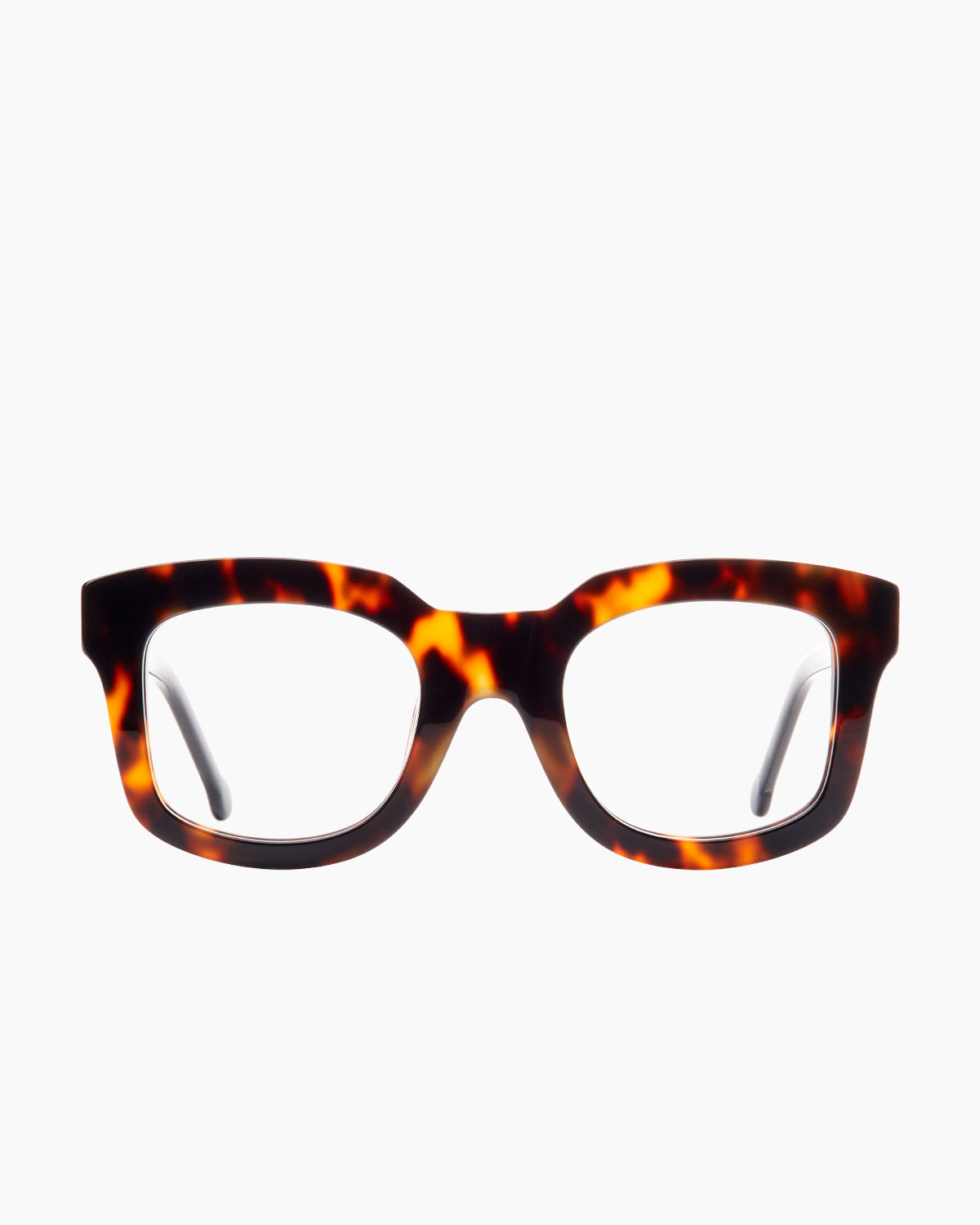 tortoise plastic rectangle  sunglassesby Marie-Sophie Dion model Jacques, front view, lunettes de vue rectangle couleur écaille de tortue