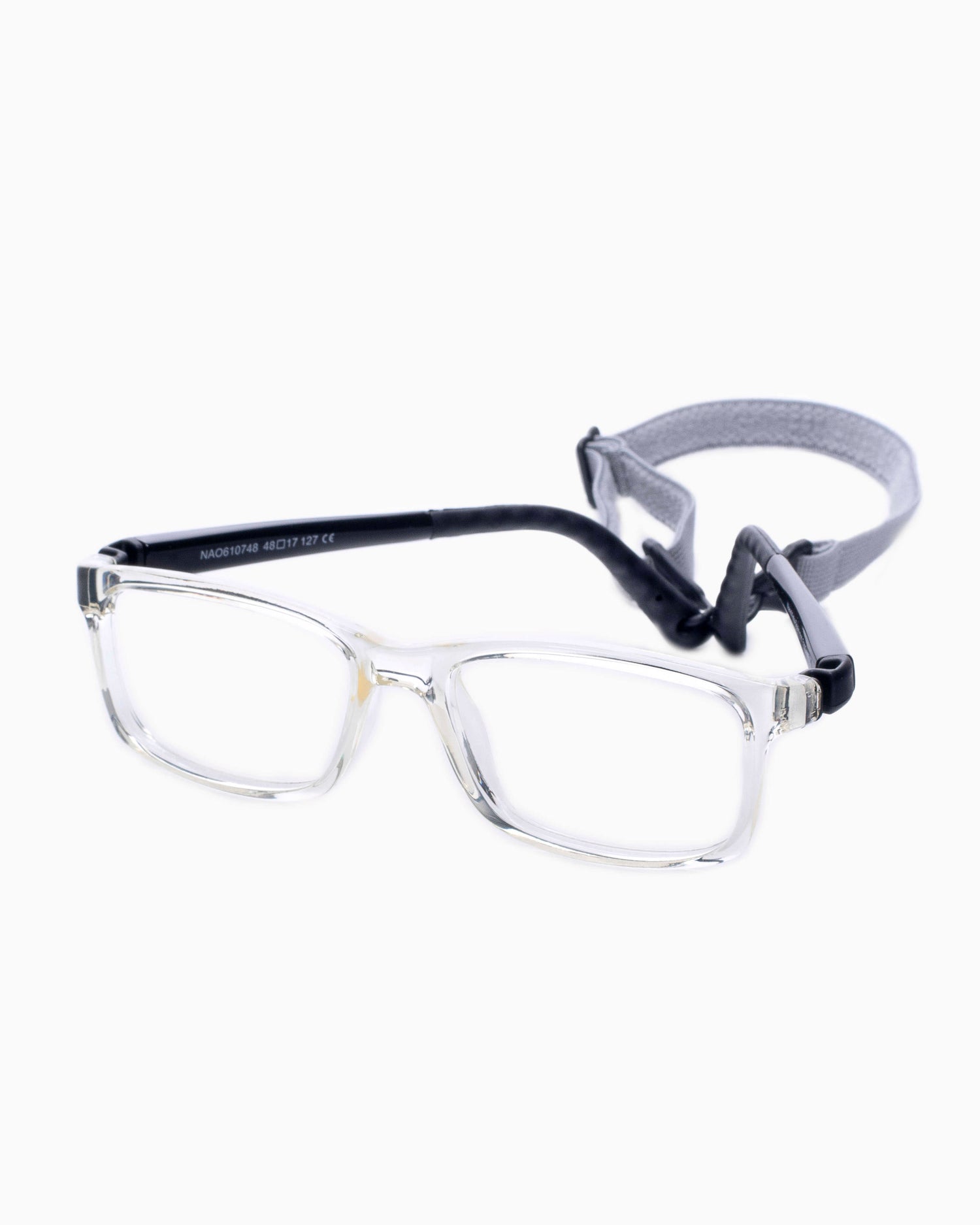 crystal plastic rectangle eyeglasses by Nanovista Kids model FANGAME, front view, lunettes de vue Cristal rectangle