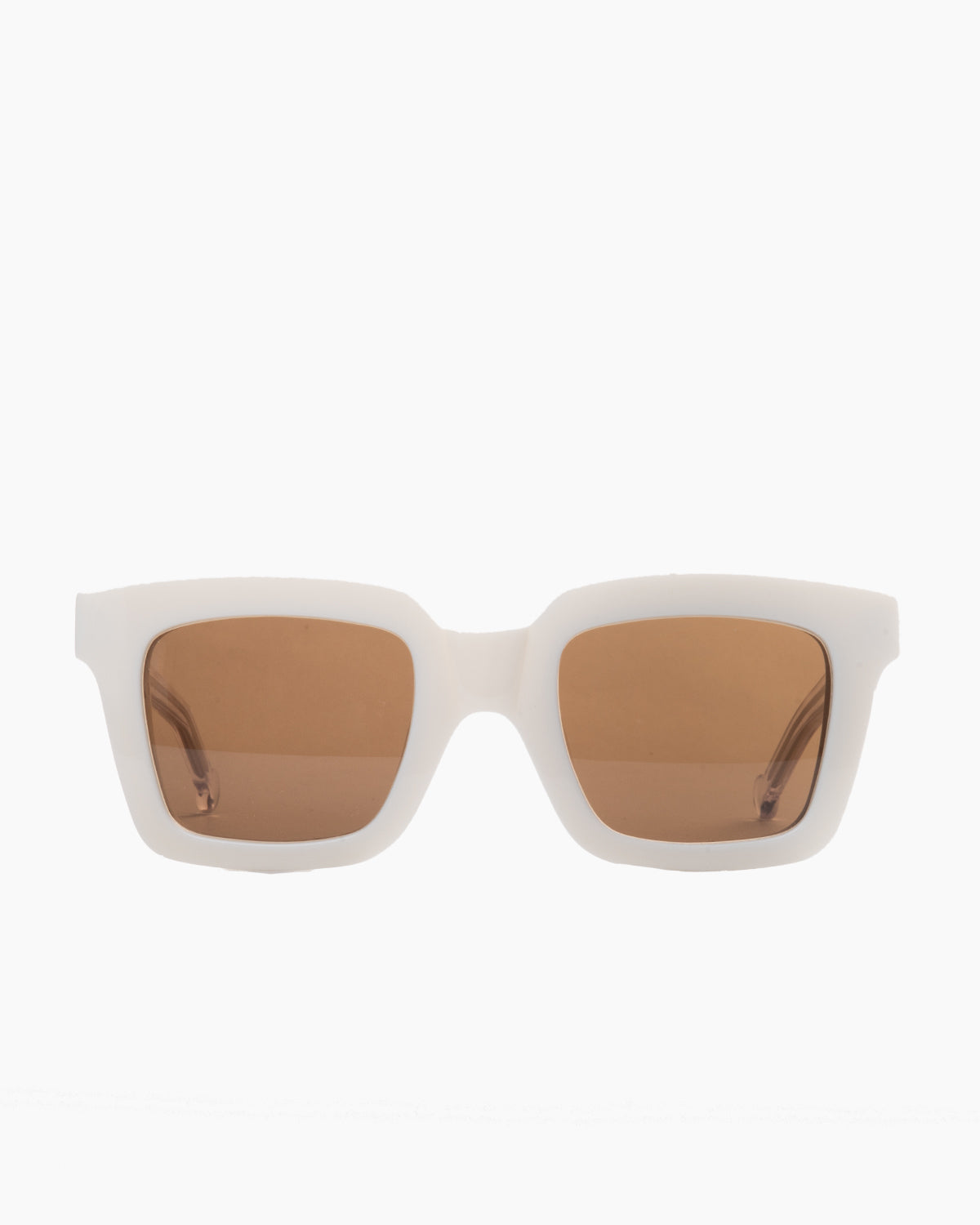 white plastic rectangle  sunglassesby Marie-Sophie Dion model WilkySUN, front view, lunettes de vue rectangle couleur blanc