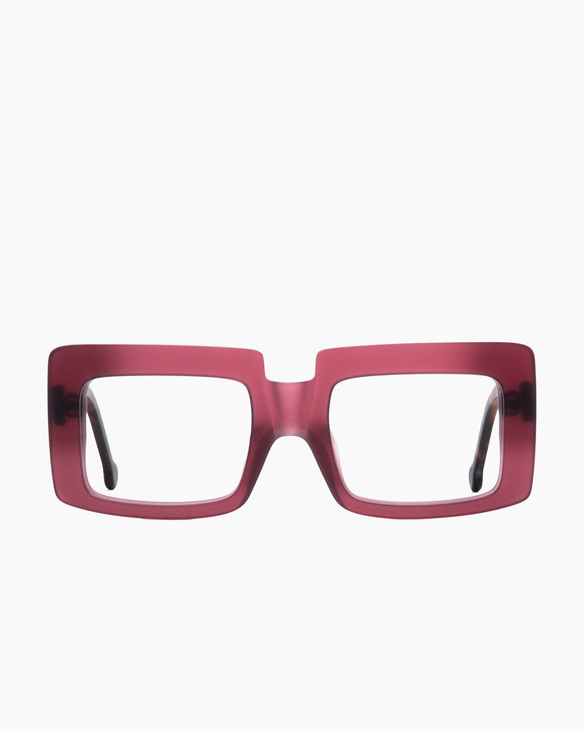 purple plastic rectangle eyeglasses by Marie-Sophie Dion model SaintPierre, front view, lunettes de vue rectangle couleur violet