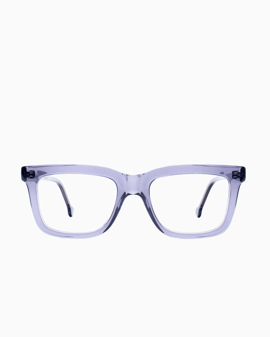 grey plastic rectangle eyeglasses by Marie-Sophie Dion model Laflamme, front view, lunettes de vue rectangle couleur Gris